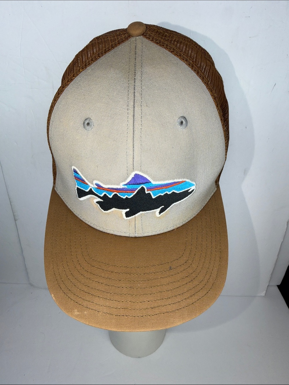 Patagonia Tan & Brown Fish Patch Trucker Hat